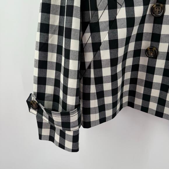 Ann Taylor Jacket Women's Size Small B&W Gingham Double-Breasted Buffalo Check - Picture 12 of 16
